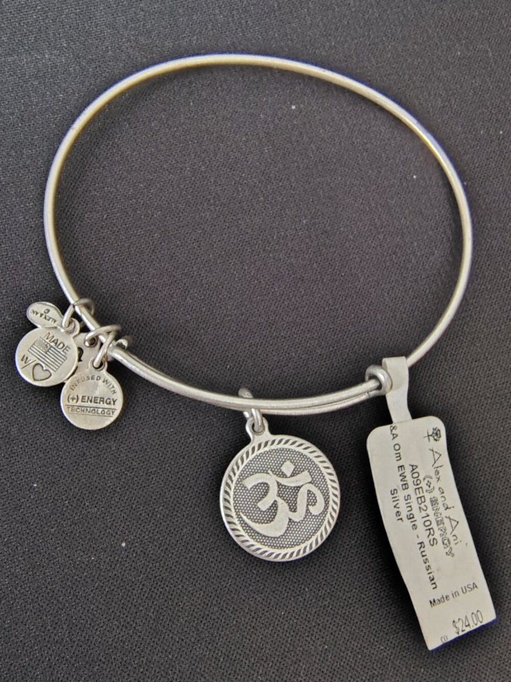 *RARE RETIRED* Silver Alex & Ani Om Bangle 817 New